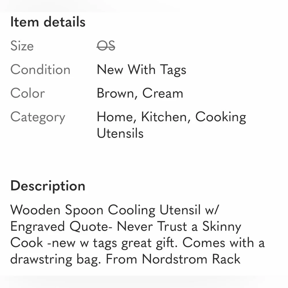 Wooden Spoon with engraved “Never trust a skinny cook” housewarming gift